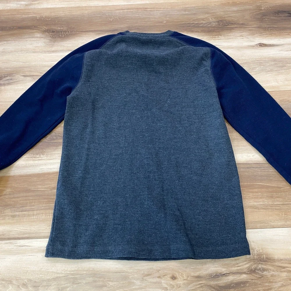 Banana Republic Thermal Shirt Men Small Minimalist Cotton Blend Raglan Grey Navy